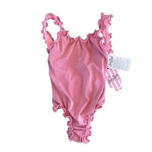 MC2 SAINT BARTH KIDS Clio Lurex One Piece Swimsuit NWT Girls Pink Frill Ruffle